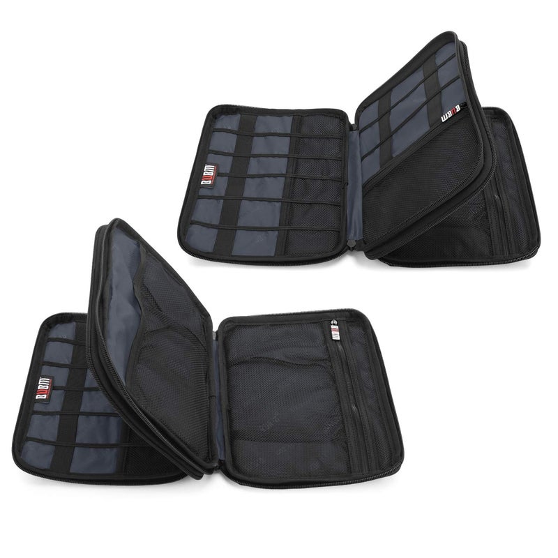 BUBM Double Layer Electronic Accessories Organizer, Travel Gadget Bag for Cables, USB Flash Drive, Plug and More, Perfect Size Fits for iPad Mini (Medium, Blue) - Image 4